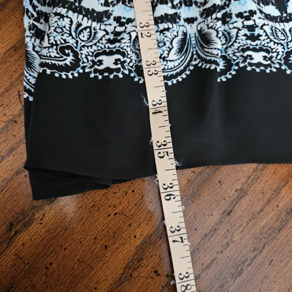 White House Black Market WHBM Beaded Neck Swingy Dress Sz S Blue Black Cream - Picture 11 of 11